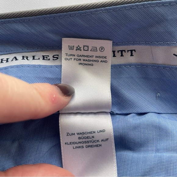 CHARLES TYRWHITT MENS NON-IRON CLASSIC FIT COTTON GRAY KHAKI PANTS - SIZE 36x32 - Picture 9 of 10
